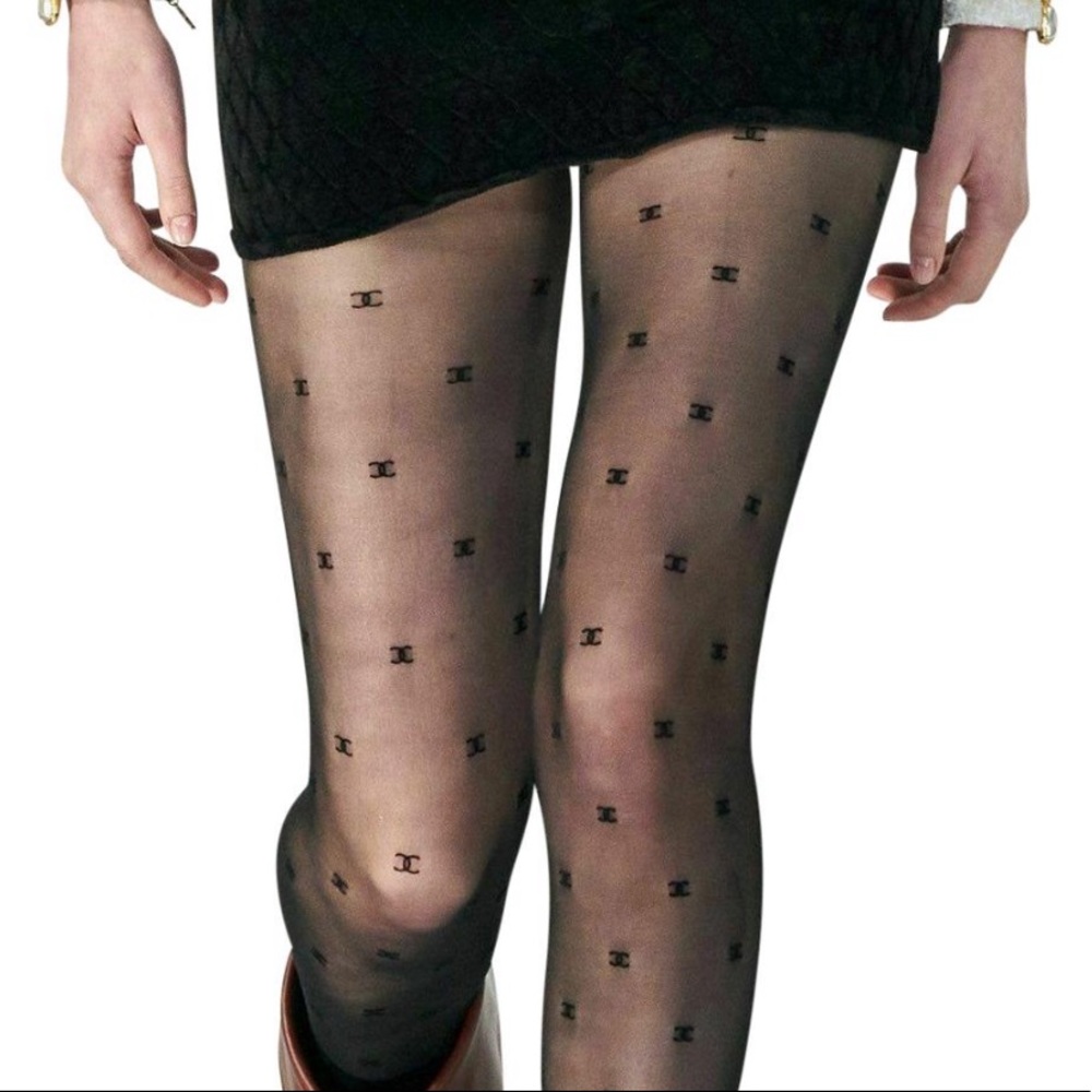 Chanel black cc tights size small